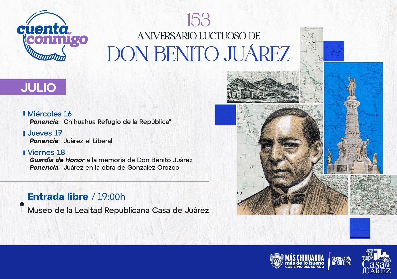 Invitan a las conferencias de Don Benito Juárez