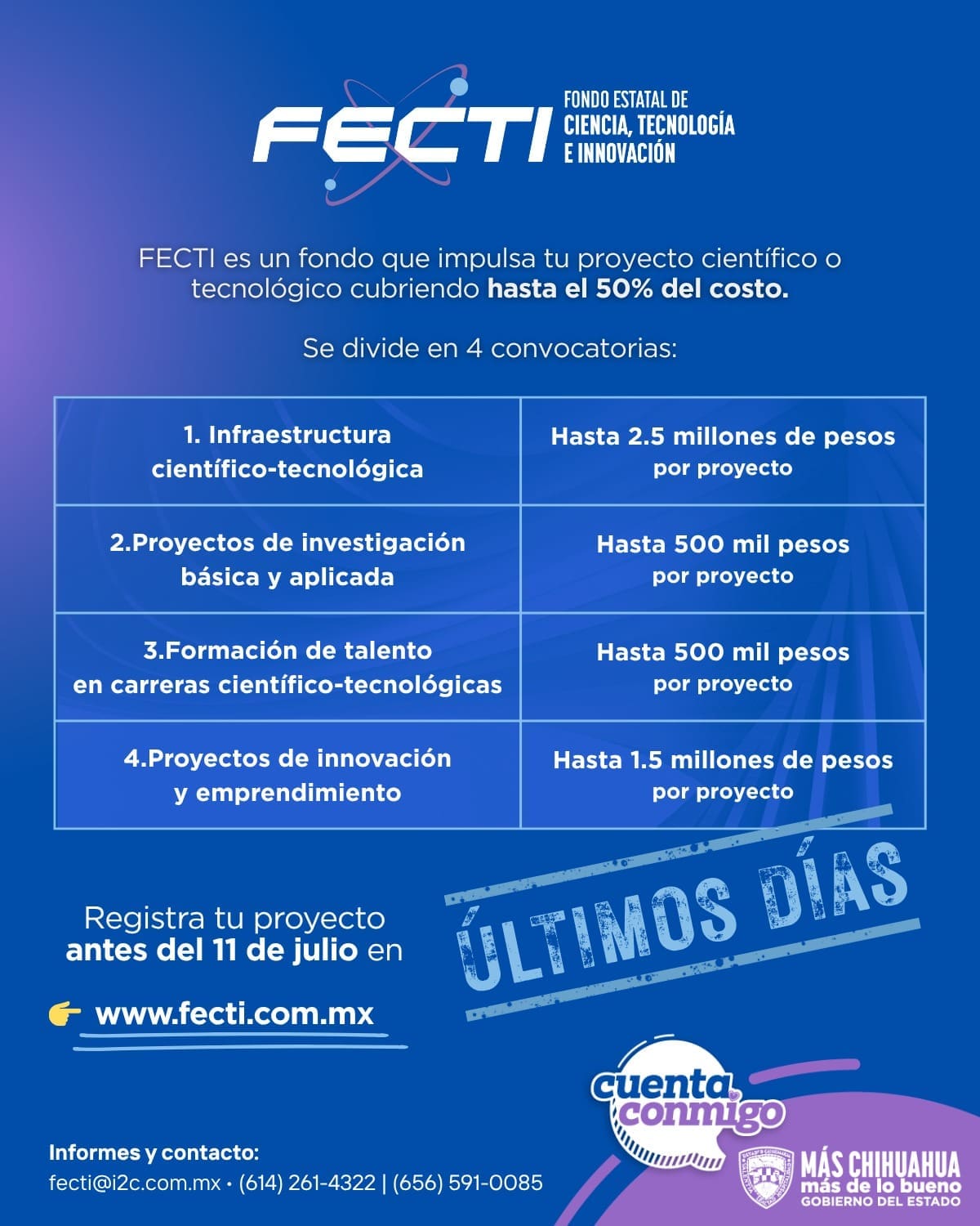 Anuncian últimos días de la convocatoria para fondos de ciencia y tecnología