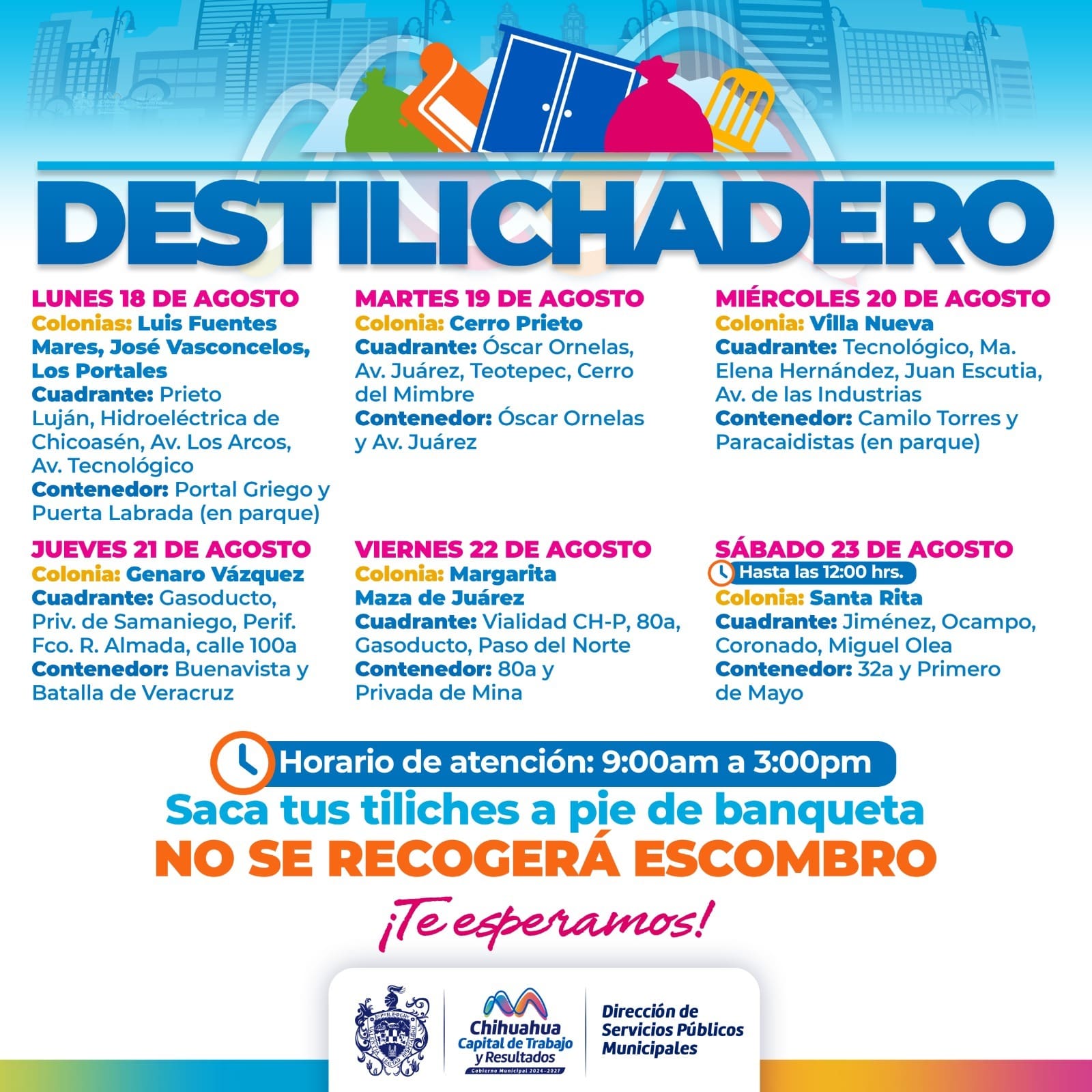Llegará Destilichadero a ocho colonias esta semana