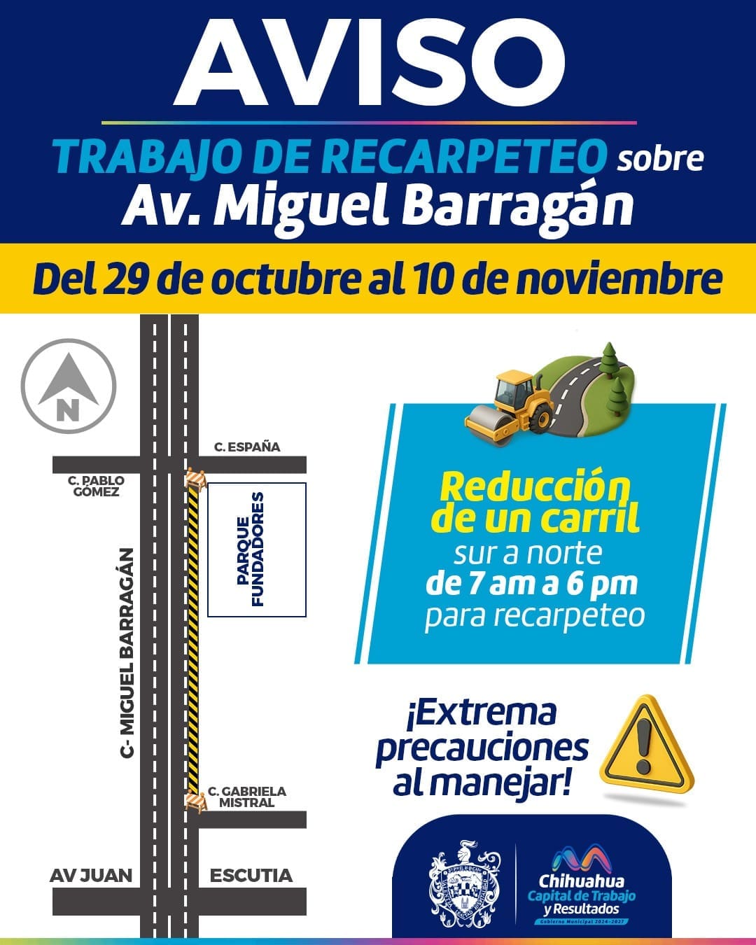Alertan por trabajos de recarpeteo en la Miguel Barragán