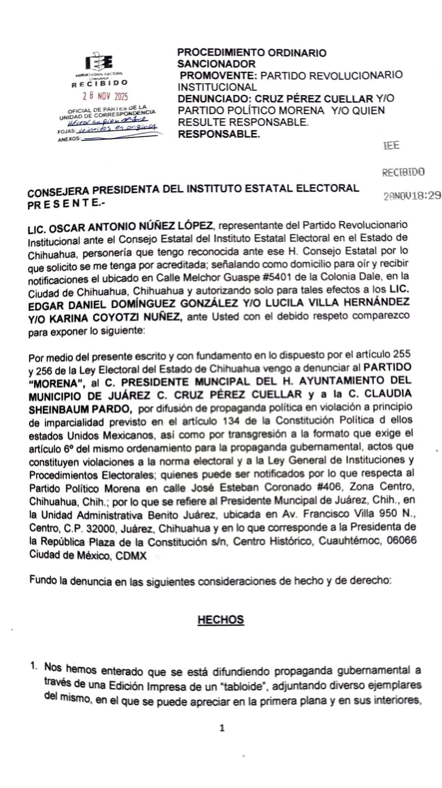Denuncia PRI a Cruz Pérez Cuéllar y Morena por campaña anticipada