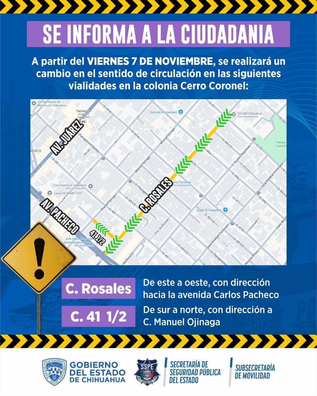 Cambiarán sentido de circulación en la calle Rosales