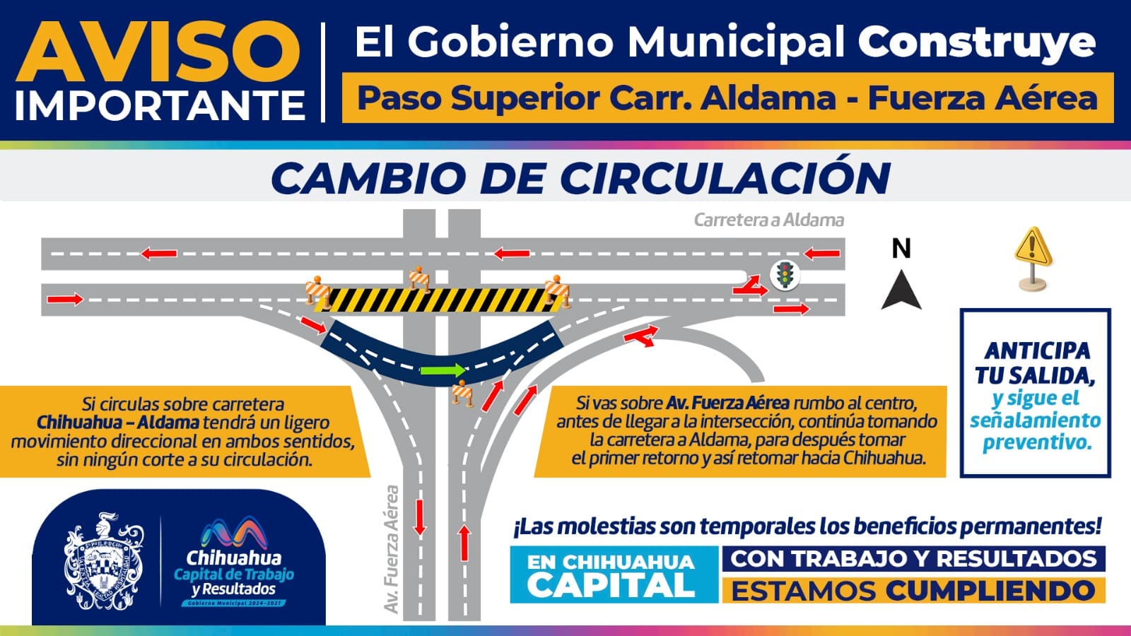 Cambiarán circulación en cruce de Carr. Aldama y Fuerza Aérea por Paso Superior