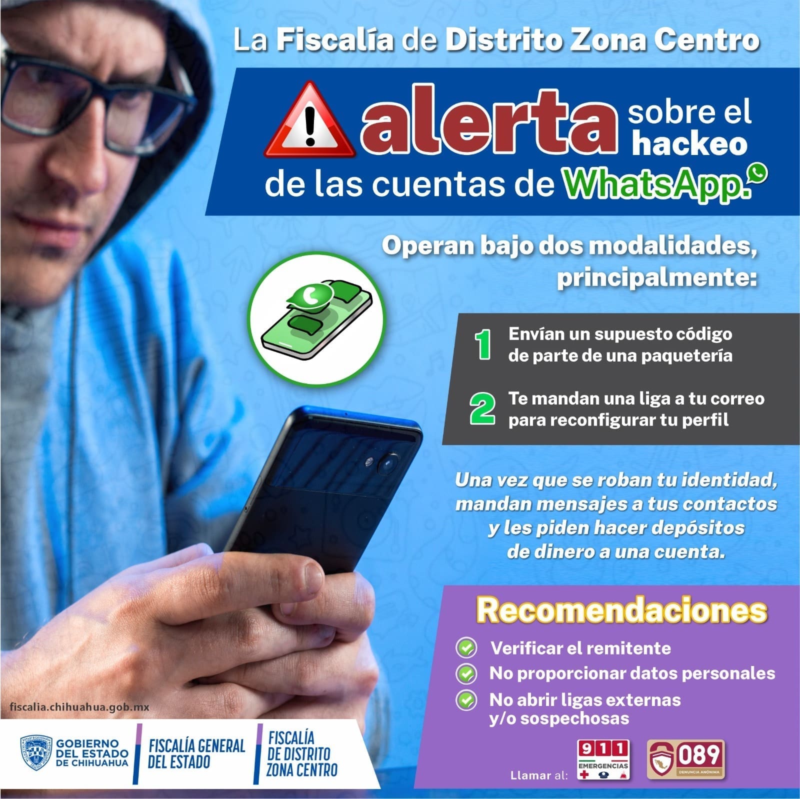 Alerta Fiscalía por hackeos a cuentas de WhatsApp