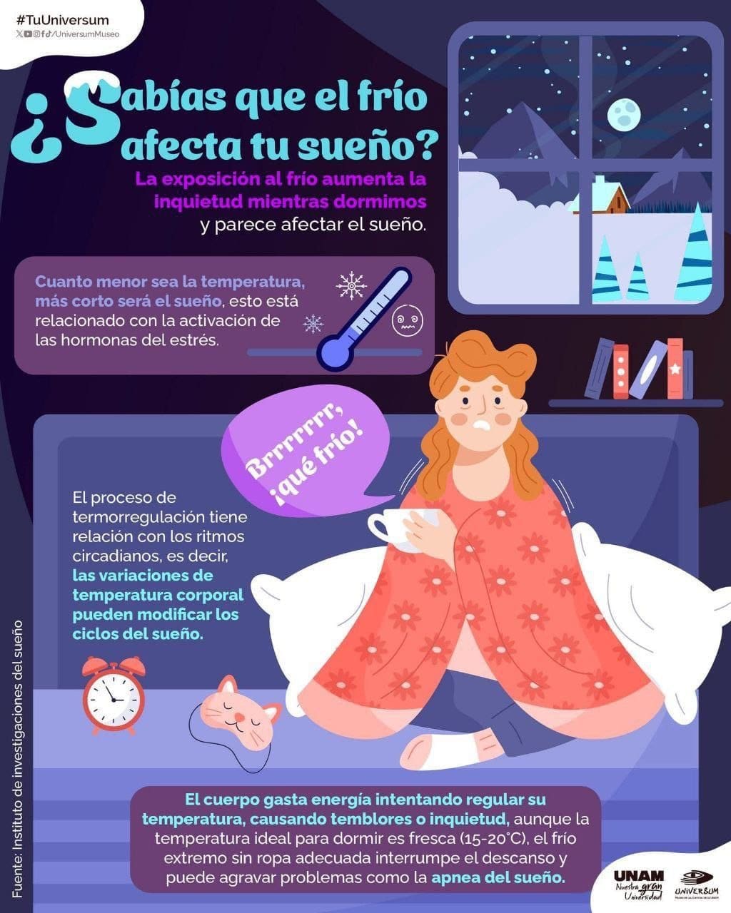 El frío puede afectar la calidad del sueño, advierten especialistas