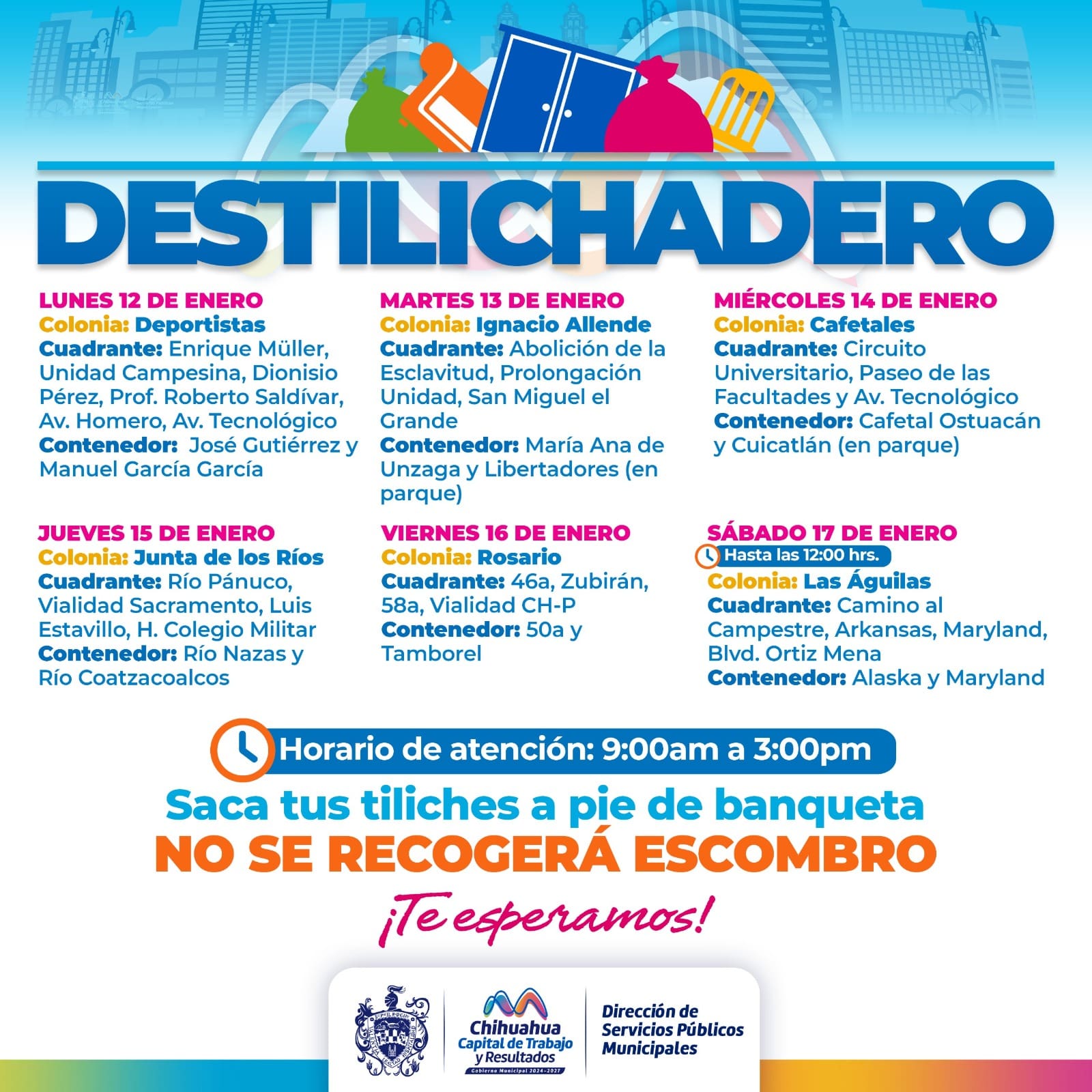 Destilichadero llegará a seis colonias de Chihuahua del 12 al 17 de enero