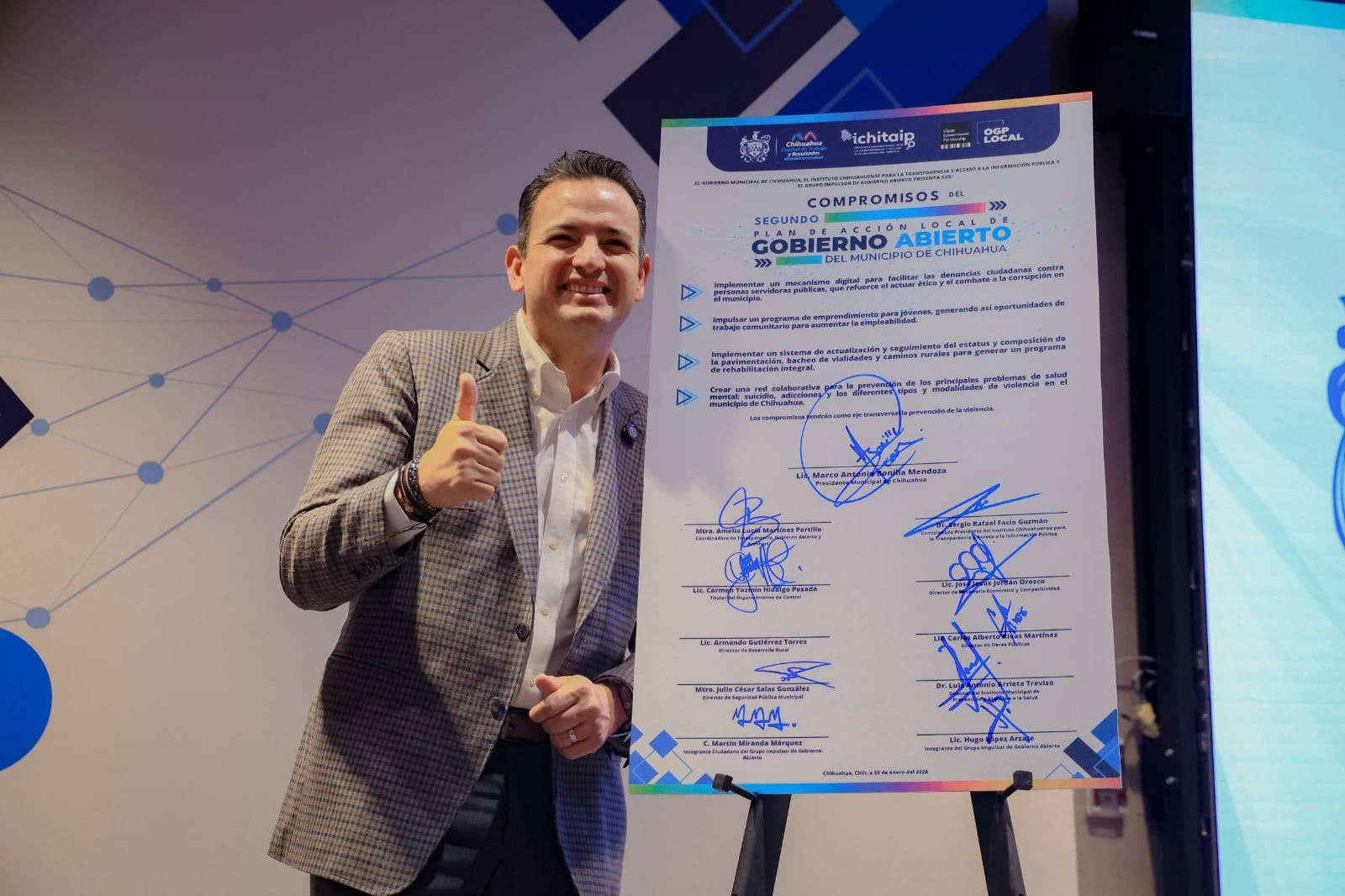 Firma Bonilla compromisos del Segundo Plan de Gobierno Abierto