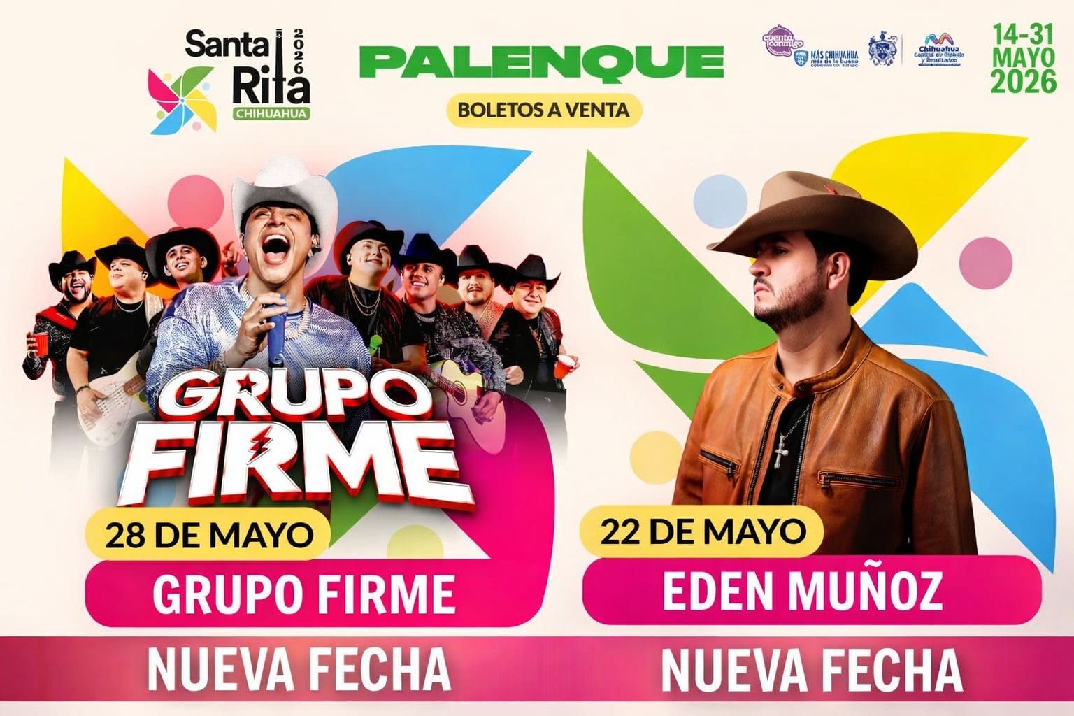 Anuncian nuevas fechas para Grupo Firme y Edén Muñoz
