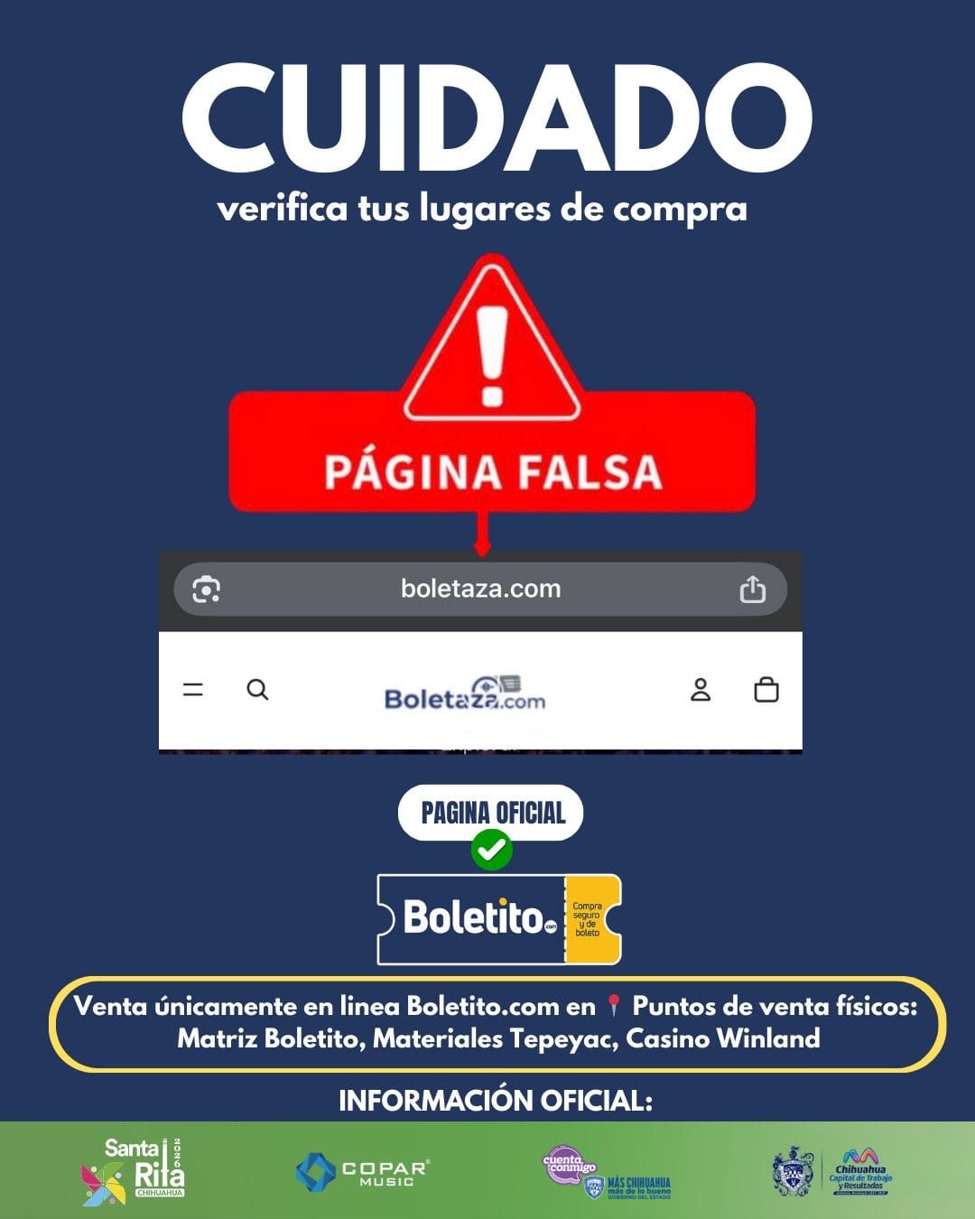 Alertan sobre sitios falsos de venta de boletos para el Palenque de Santa Rita