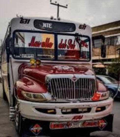 Camión Punta Oriente a exceso de velocidad y pasaje colgado en la puerta