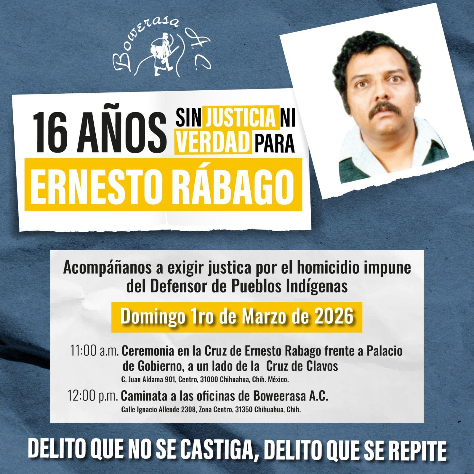 Invitan a recordar en la Cruz de clavos al defensor Ernesto Rábago este domingo