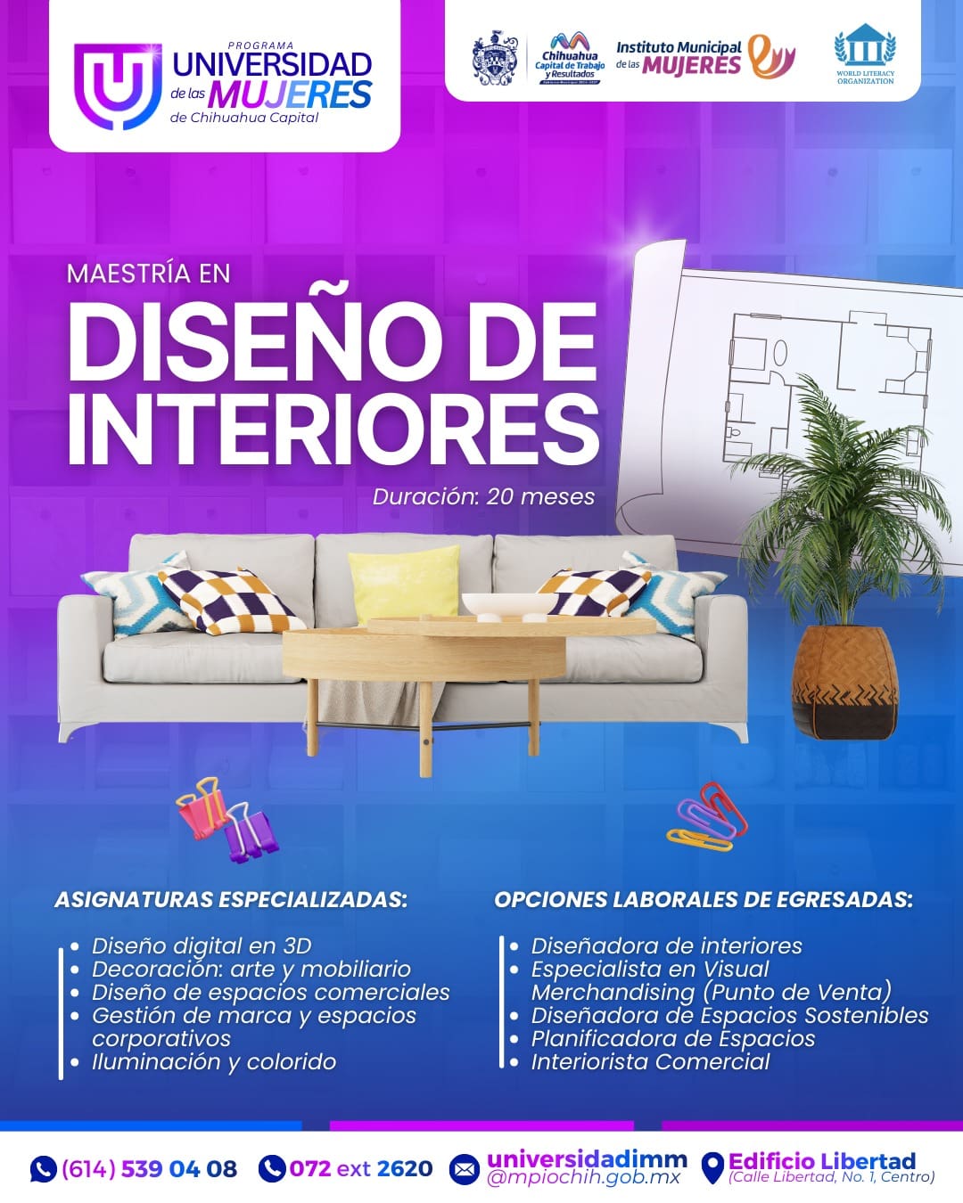 Invitan a cursar Maestría en Diseño de Interiores en la Universidad de las Mujeres