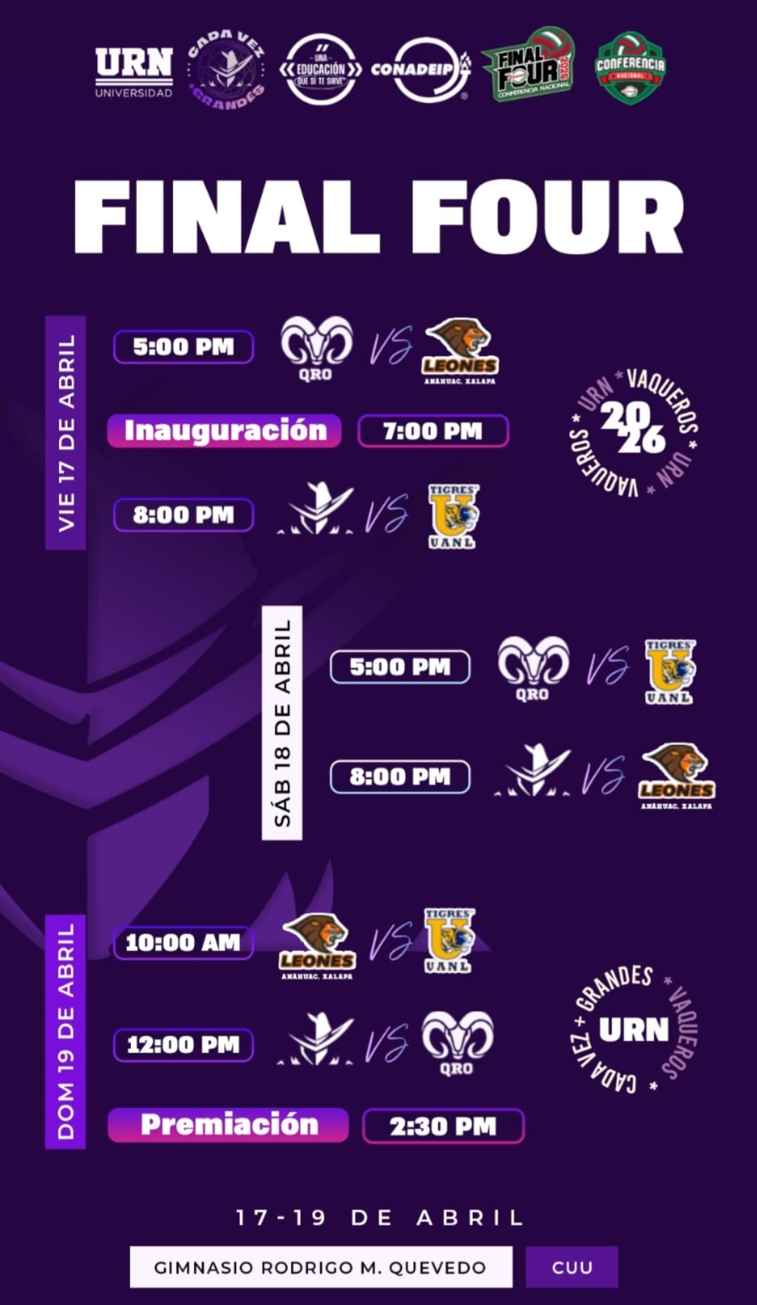 Comienzan las acciones de Final Four de Volibol Conadeip