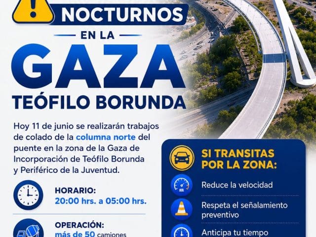 Esta noche se desarrollará el colado en la columna del puente de la Gaza, municipio pide precaución
