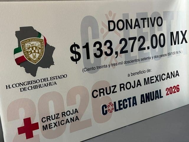 Entregan en Congreso del Estado donativo por 133 mil pesos a la Cruz Roja