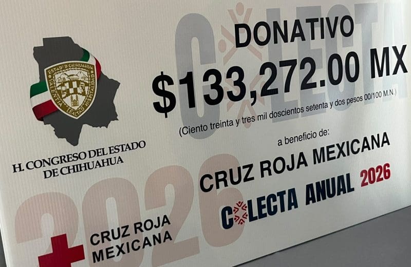 Entregan en Congreso del Estado donativo por 133 mil pesos a la Cruz Roja