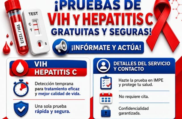 IMPE ofrece pruebas gratuitas y confidenciales para detectar VIH y Hepatitis C