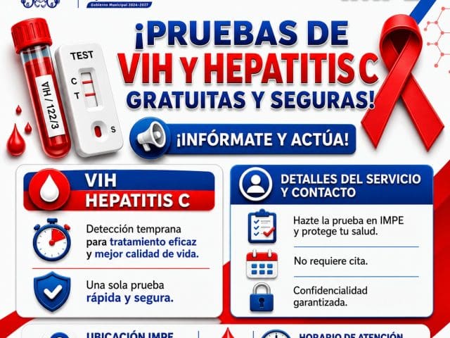 IMPE ofrece pruebas gratuitas y confidenciales para detectar VIH y Hepatitis C