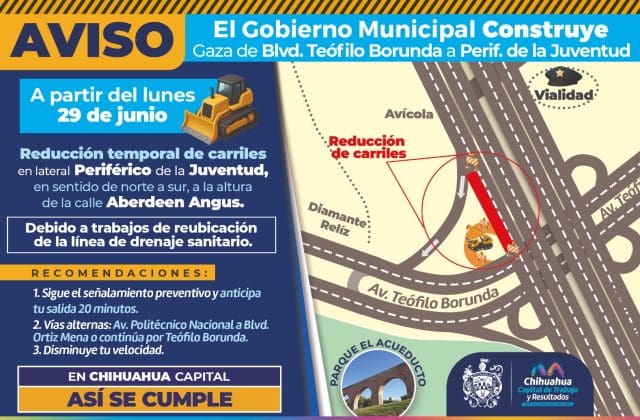 !Toma precauciones! obras reducirán carriles en el periférico de la juventud