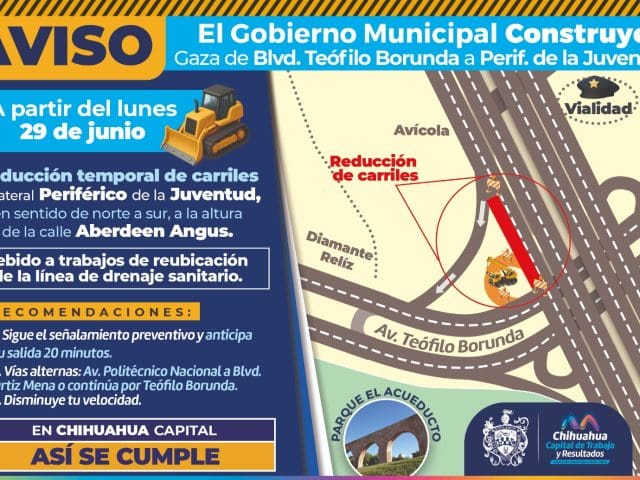 !Toma precauciones! obras reducirán carriles en el periférico de la juventud