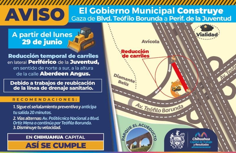 !Toma precauciones! obras reducirán carriles en el periférico de la juventud