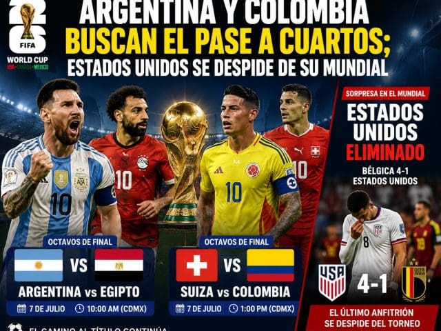 Argentina y Colombia buscan el pase a cuartos