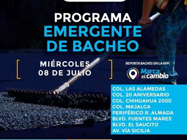 Realizará Municipio trabajos de bacheo en ocho sectores de la ciudad