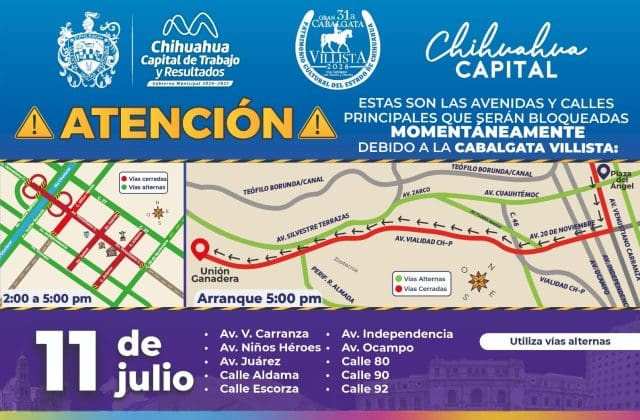 ¡Toma precauciones! Habrá cierres viales en el Centro por la Cabalgata Villista