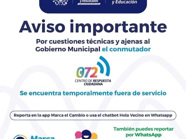 Falla eléctrica deja temporalmente fuera de servicio el conmutador 072