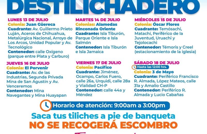 ¡Haz espacio en casa! Destilichadero recorrerá seis colonias de Chihuahua