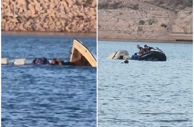 Captan en video hundimiento de lancha en Presa Chihuahua 🎞