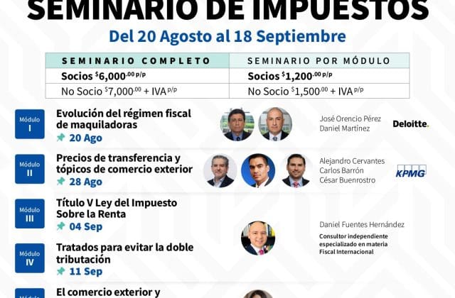 El 20 de agosto inicia el Seminario de Impuestos