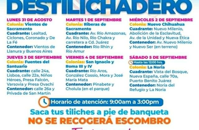 Destilichadero visitará ocho colonias de la ciudad