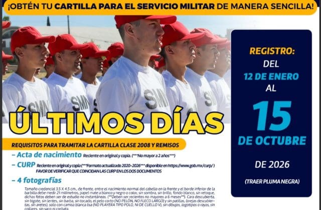 Recuerdan a jóvenes tramitar Cartilla del Servicio Militar antes del 15 de octubre