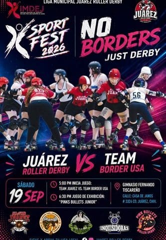 Juárez Roller Derby contra Team Border USA en el Sport Fest 2026