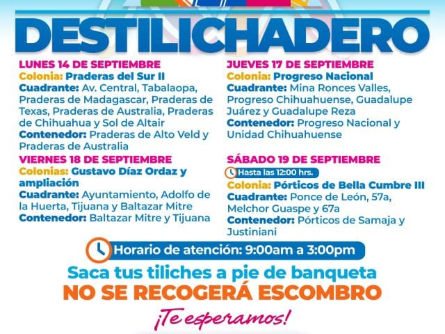 Destilichadero recorrerá cuatro colonias de Chihuahua la próxima semana