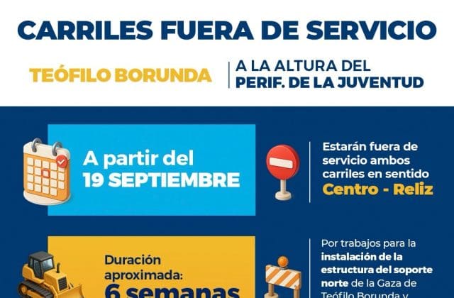 ¡Ojo conductores! Cerrarán carriles de la Teófilo Borunda por obras de la Gaza