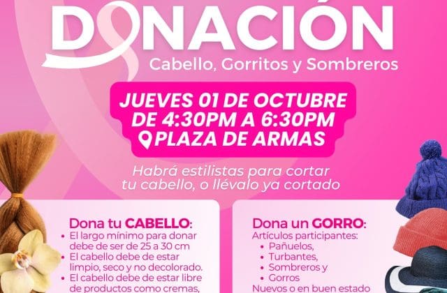 Invitan a donar cabello, gorritos y sombreros durante Octubre Rosa