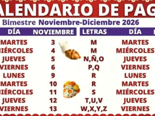 Anuncian calendario de pagos de Pensiones del Bienestar; depósitos inician el 3 de noviembre