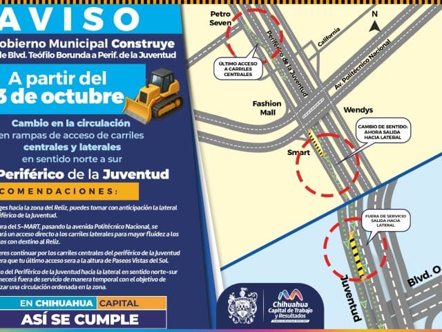 Hoy modifican accesos del Periférico de la Juventud por obras de la gaza