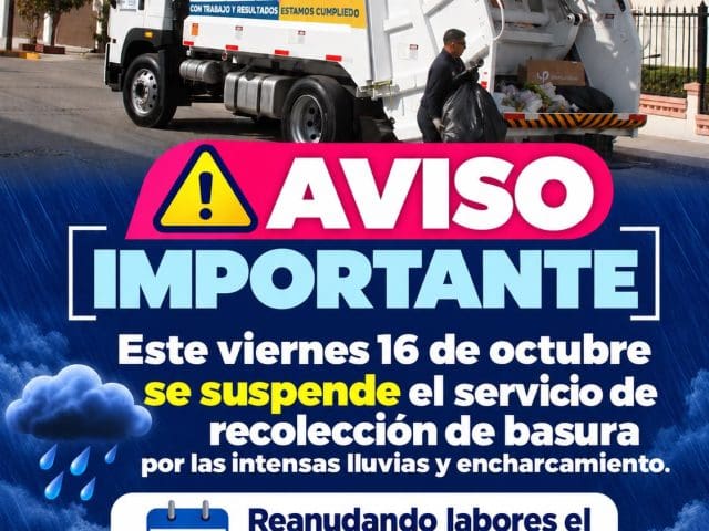 Suspenden recolección de basura por lluvias y encharcamientos 